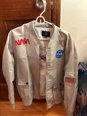 NASA Bomber Jacket Gray | Asstseries Flight Jacket w/ Patches